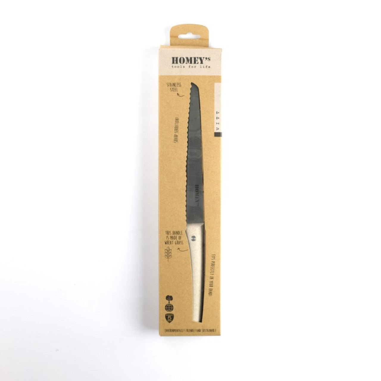 Homey's VITT Broodmes 20 cm RVS / tarwegras