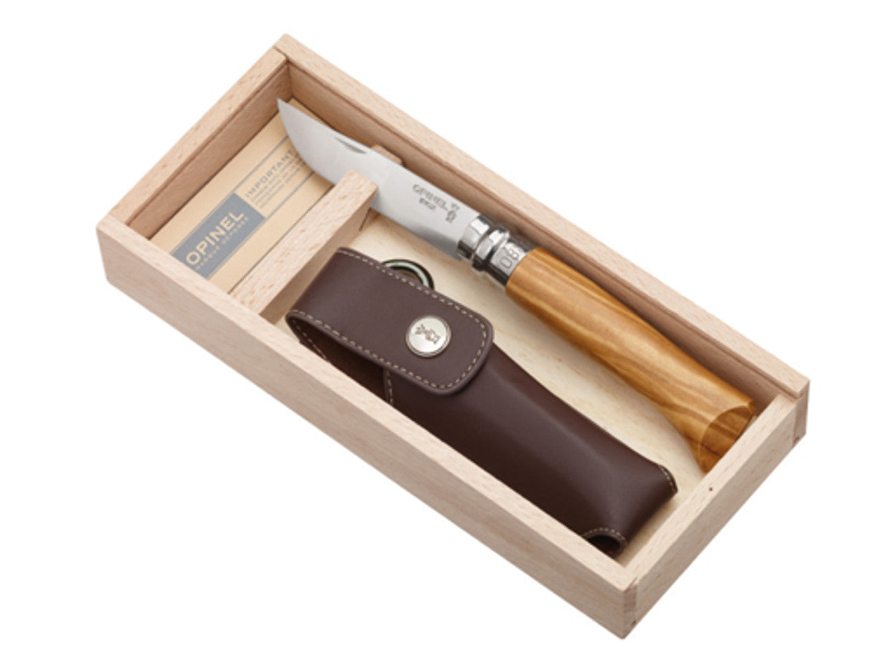 Opinel Giftbox Zakmes N°08 RVS Olijfhout met Etui