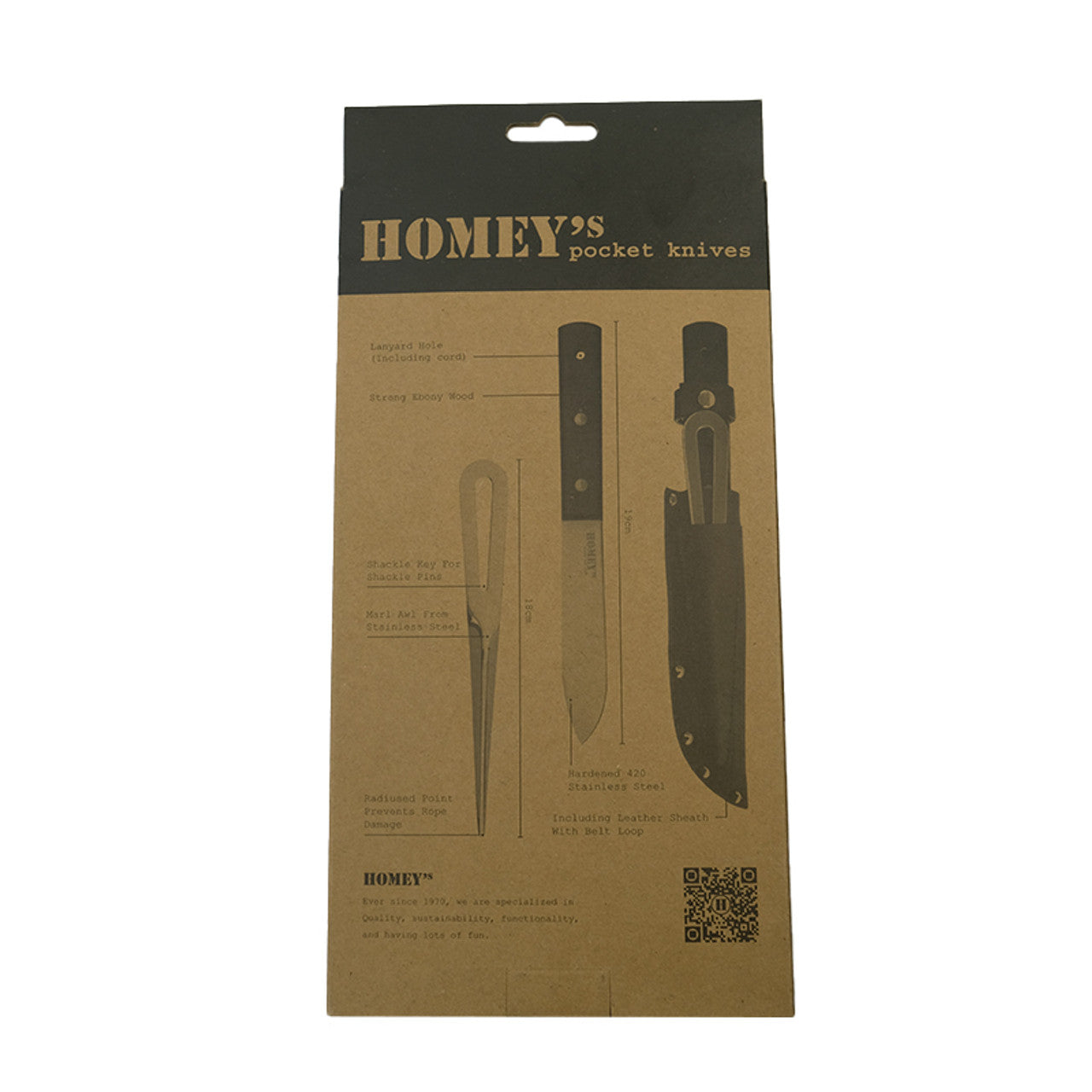 Homey's Marler K2 Bootmes RVS hout met priem en etui