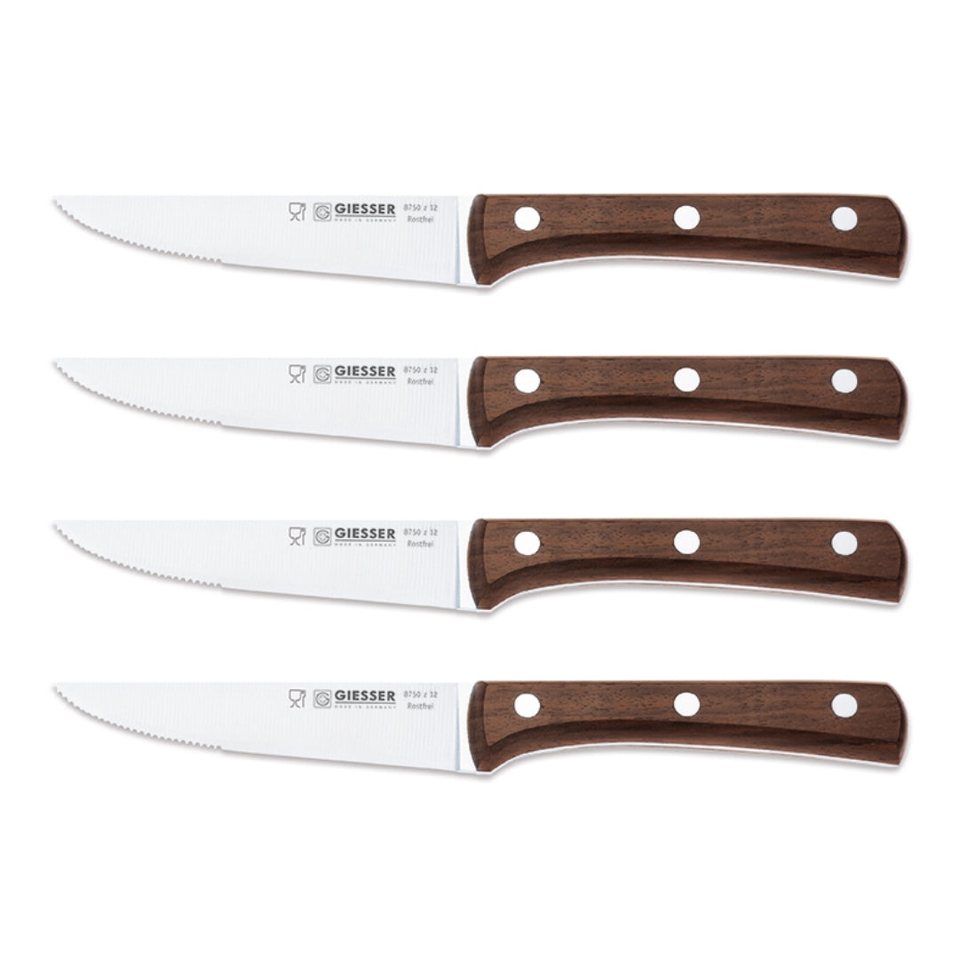 set van 4 luxe giesser steakmessen hout gekarteld
