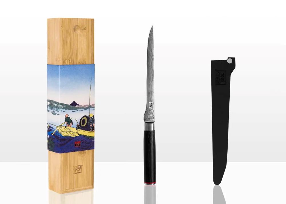 kotai pakka damascus fileermes 20 cm pakkahout met mesbeschermer en doos