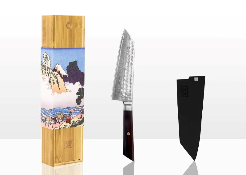 kotai bunka damascus santokumes 18 cm ebbenhout met mesbeschermer en doos