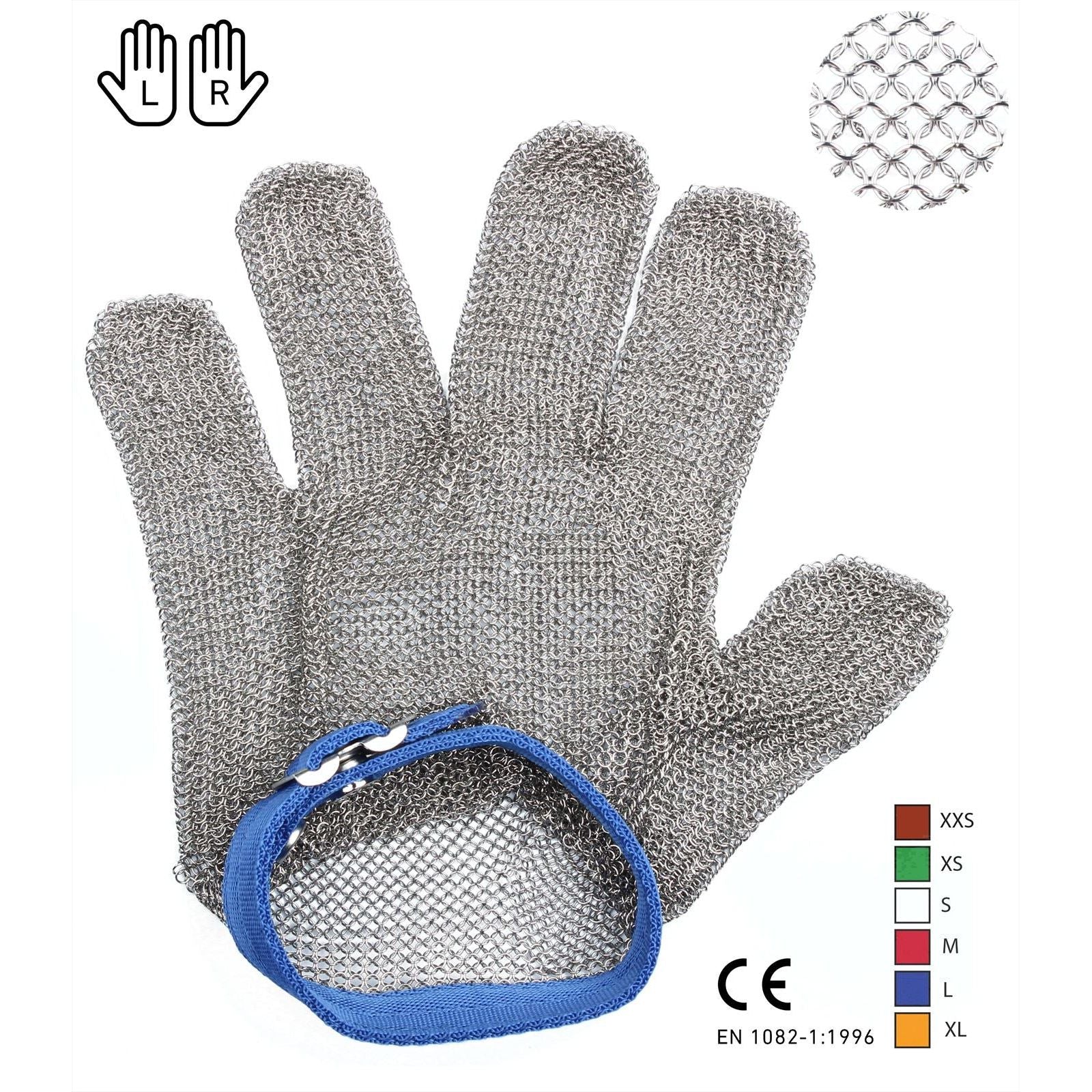 Oesterhandschoen RVS 22 cm Maat L CE Gecertificeerd