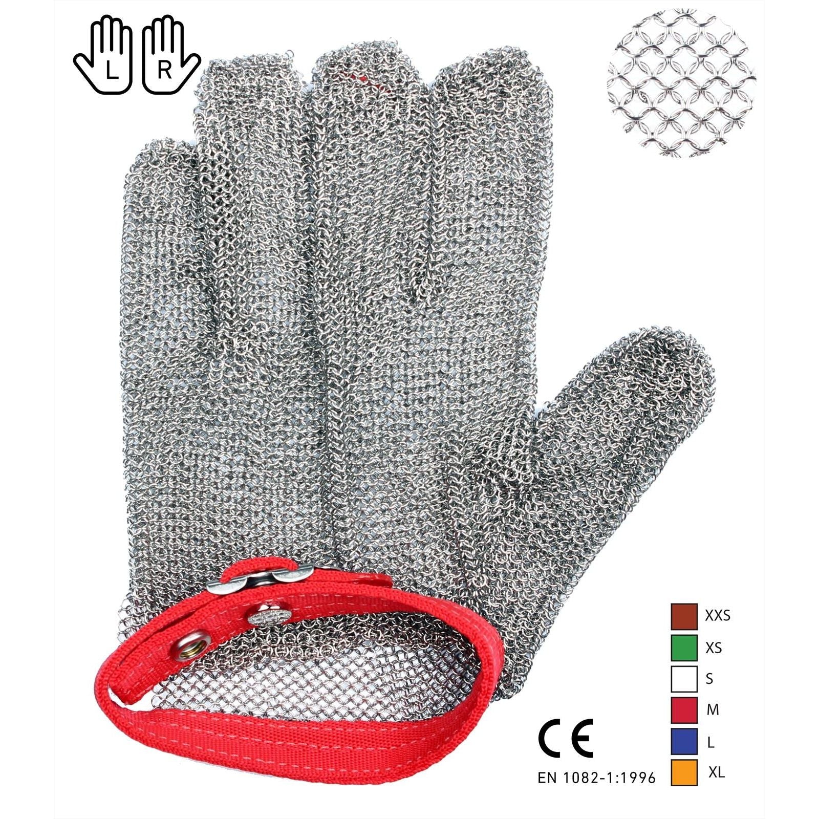 Oesterhandschoen RVS 21,5 cm Maat M CE Gecertificeerd Rood
