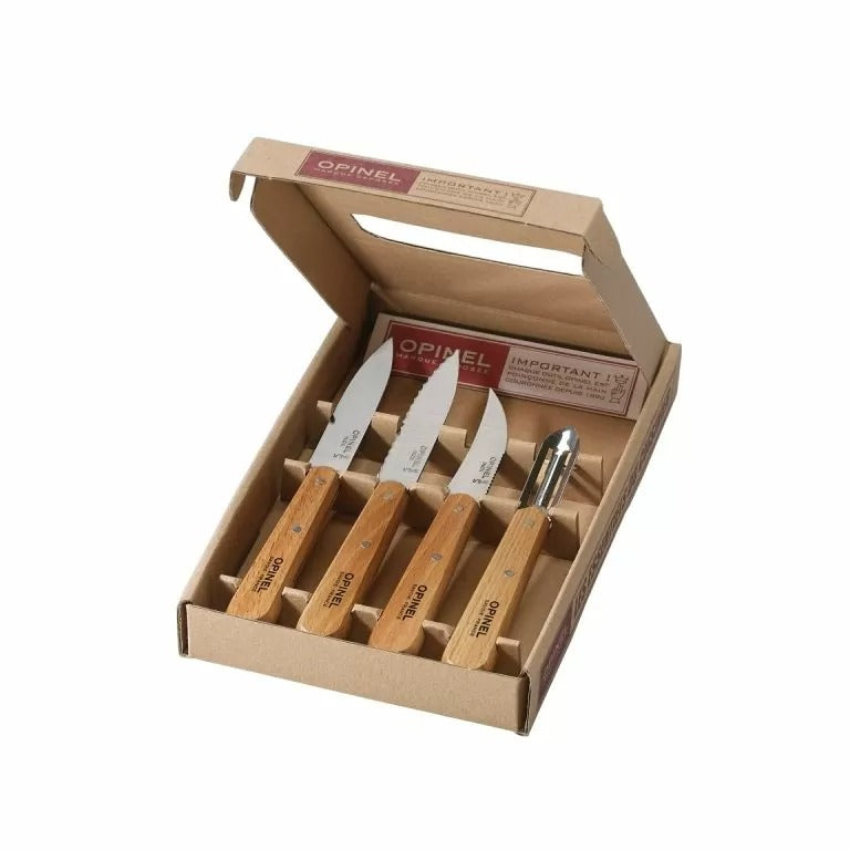 opinel les essentiels keukenset met 4 messen van hout