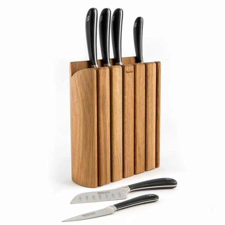 Robert Welch Signature messenblok eiken met 6 messen