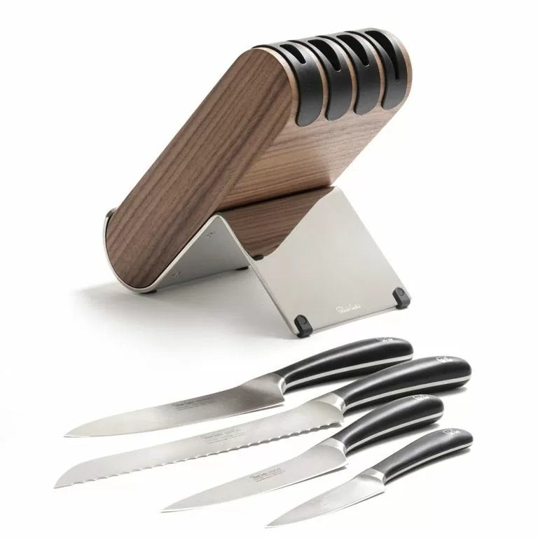 Robert Welch Signature messenblok walnoot met 4 robert welch messen