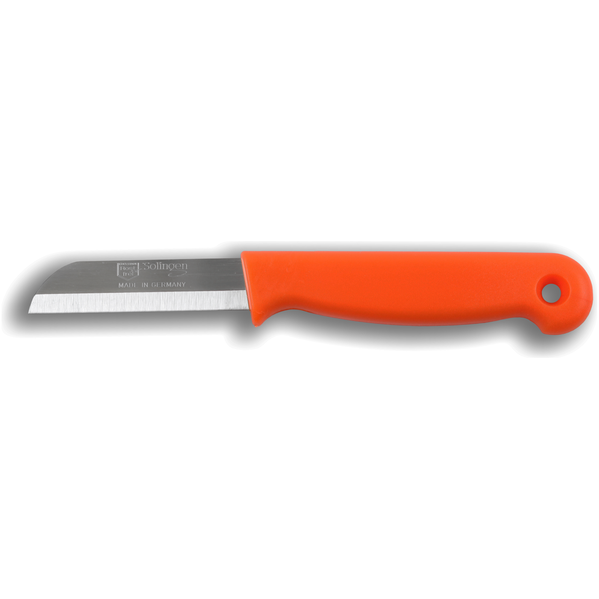 Solingen Aardappelmesje oranje met gat RVS 6 cm