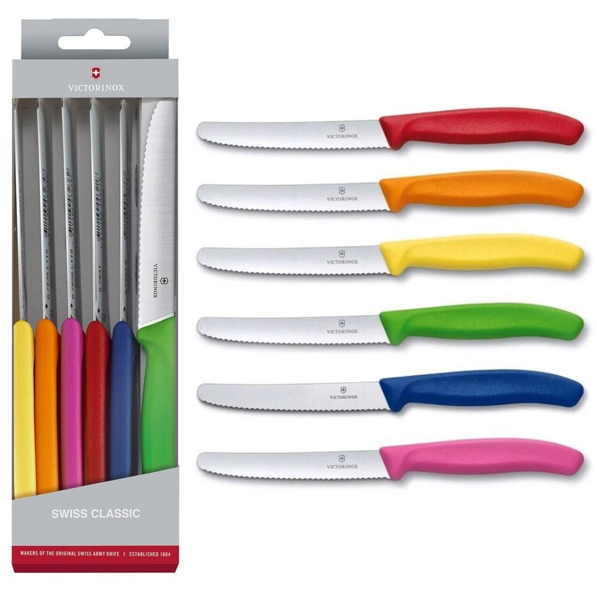 Victorinox Classic Steakmessen set 6 verschillende kleuren