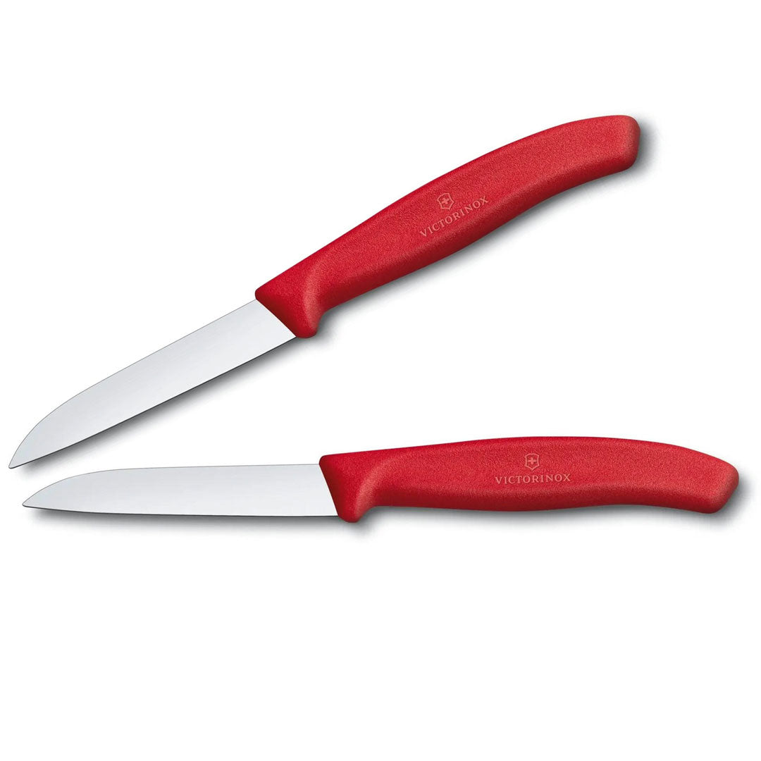 victorinox schilmessen 8 cm recht glad rood rvs 2 stuks