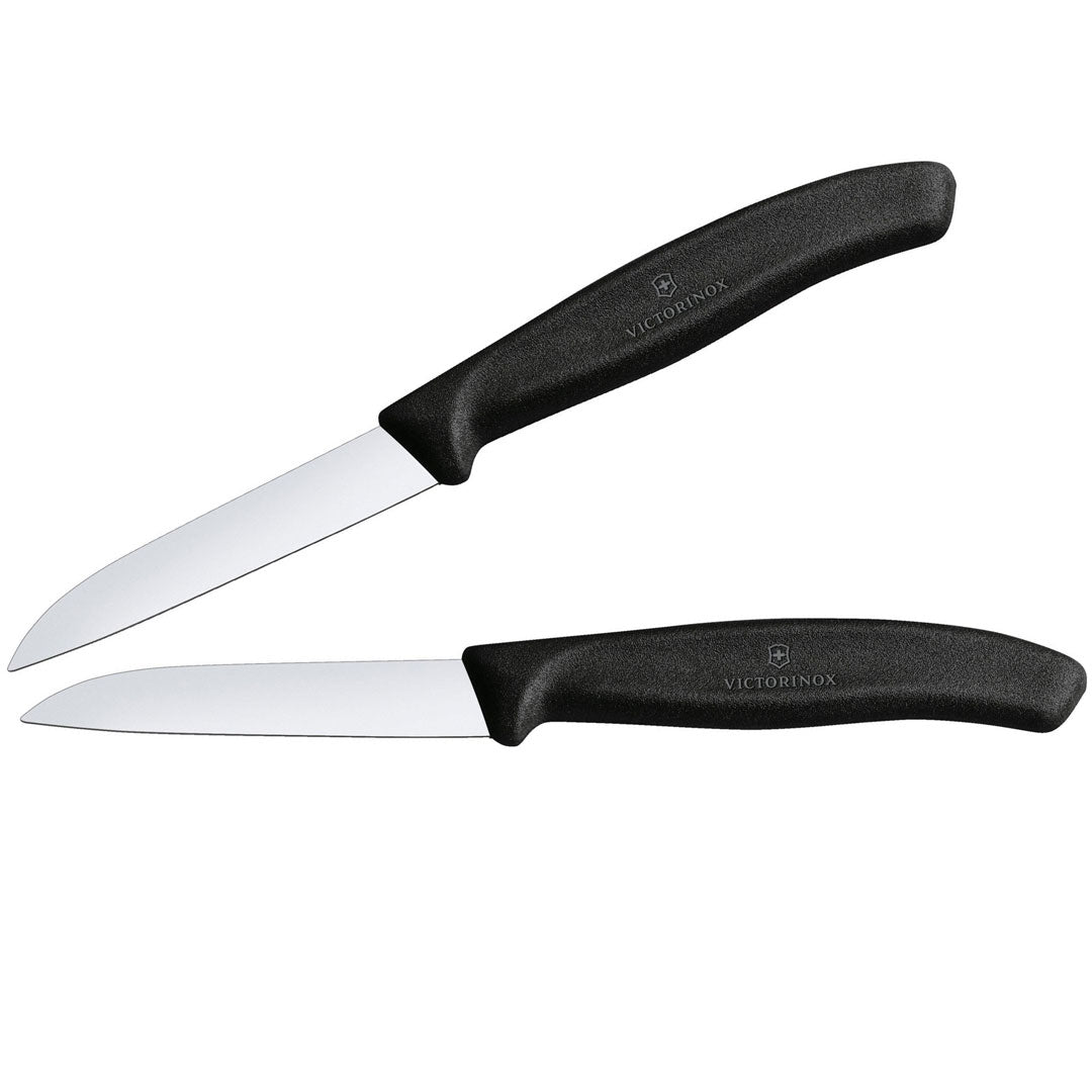 victorinox schilmessen zwart 8 cm recht glad rvs 2 stuks