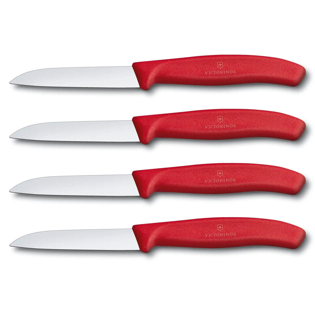 victorinox schilmessen rood 8 cm recht glad rvs 4 stuks
