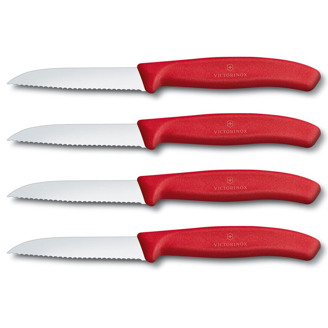 victorinox schilmessen rood kartel 8 cm rvs recht 4 stuks