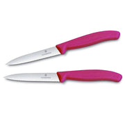 Victorinox gekarteld groentemes roze 10 cm RVS 2 stuks