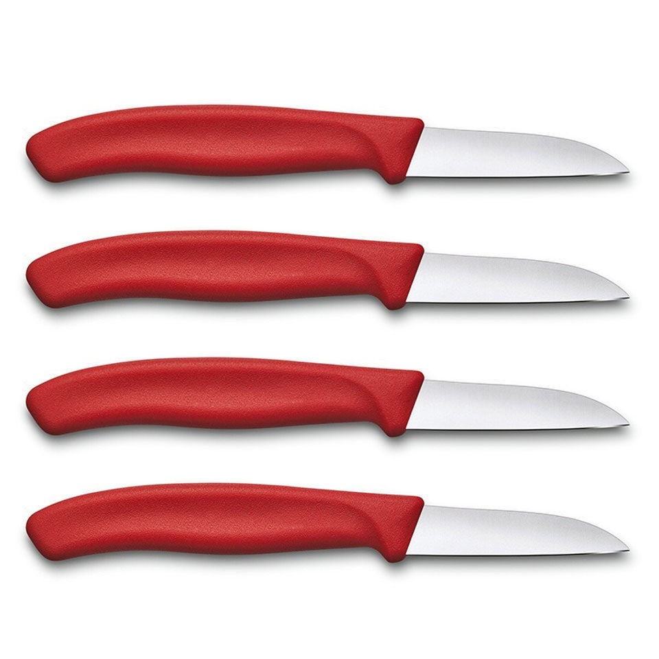 victorinox schilmessen rood glad rvs 6 cm 4 stuks