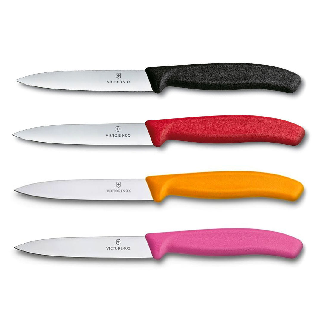 Victorinox Schilmes 8 cm RVS glad set van 4 verschillende kleuren (zwart, rood, oranje, roze)