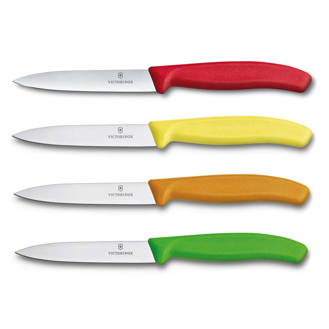Victorinox Schilmes 8 cm RVS glad set van 4 verschillende kleuren (rood, geel, oranje, groen)