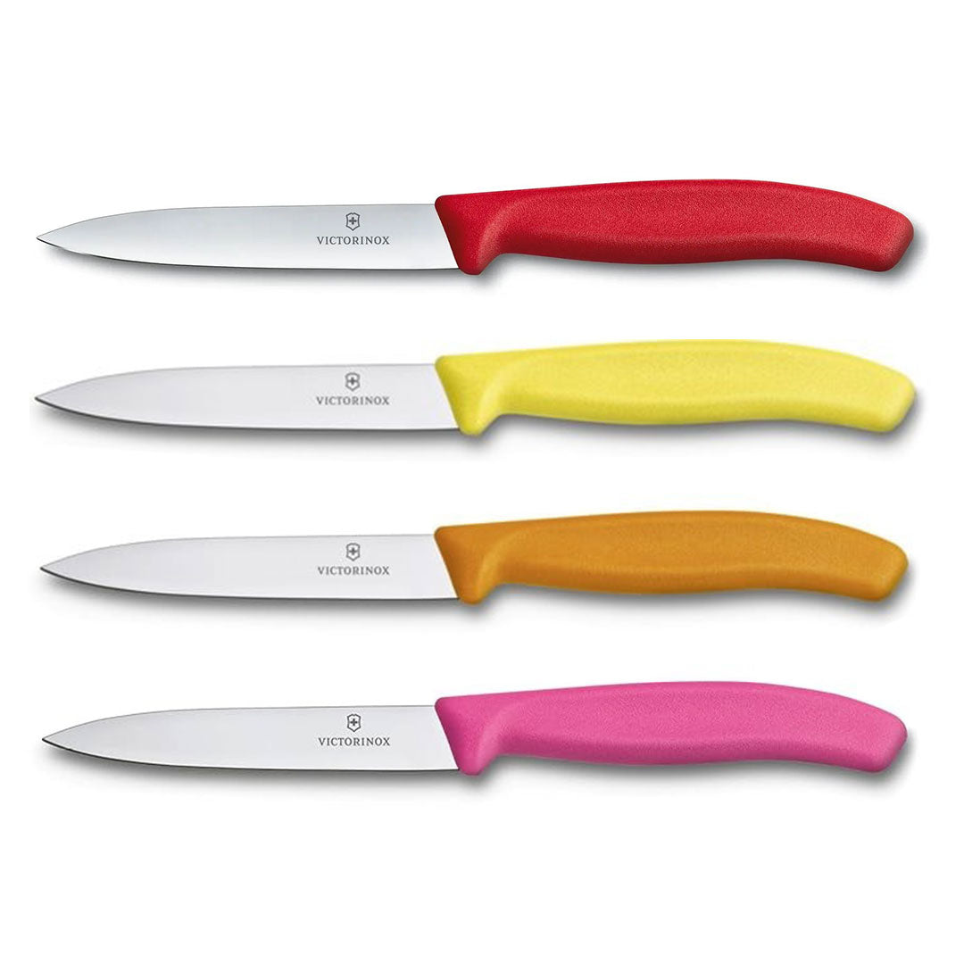 Victorinox Schilmes 8 cm RVS glad set van 4 verschillende kleuren (rood, geel, oranje, roze)