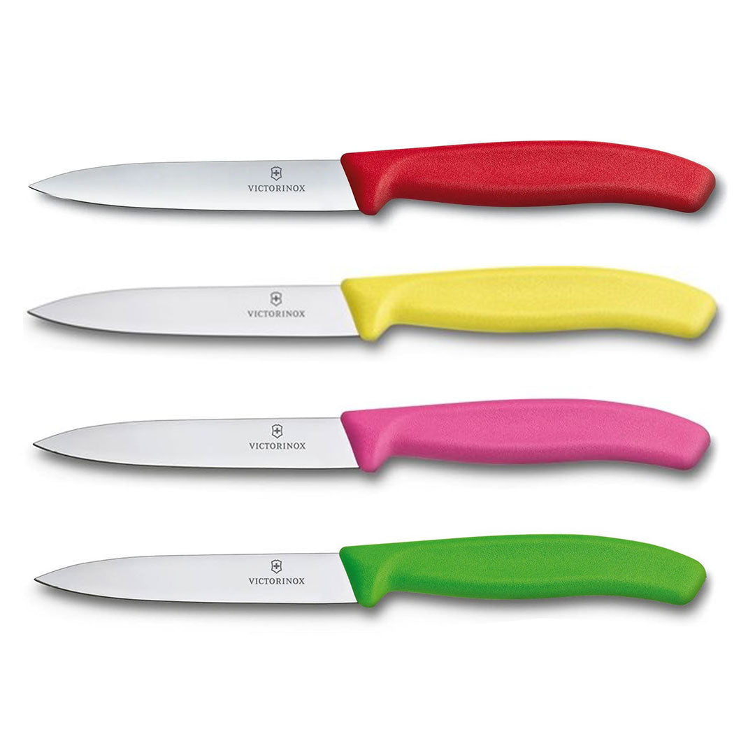 Victorinox Schilmes 8 cm RVS glad set van 4 verschillende kleuren (rood, geel, roze, groen)
