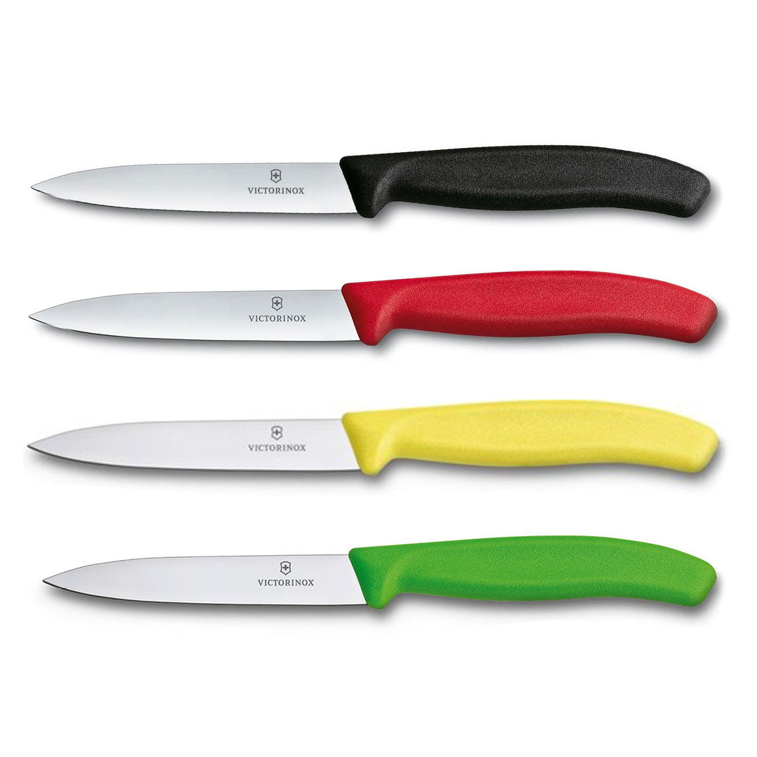 Victorinox Schilmes 8 cm RVS glad set van 4 verschillende kleuren (zwart, rood, geel, groen)