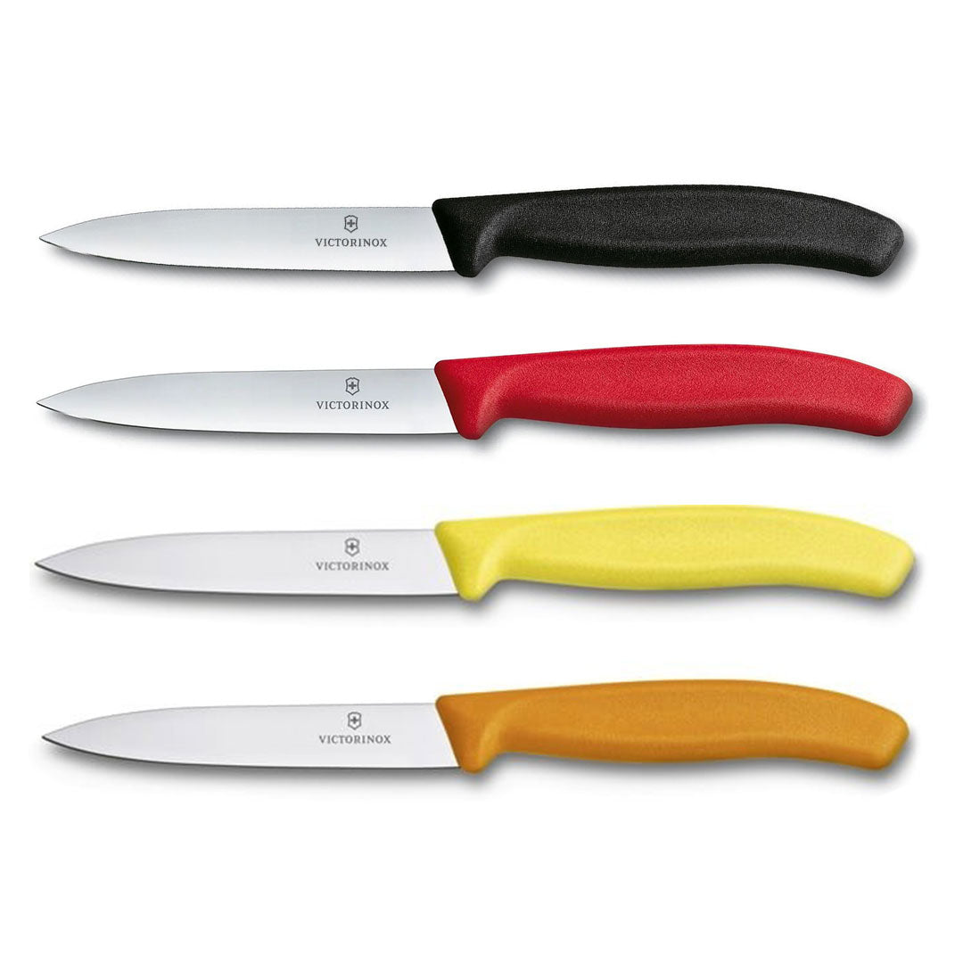 Victorinox Schilmes 8 cm RVS glad set van 4 verschillende kleuren (zwart, rood, geel, oranje)