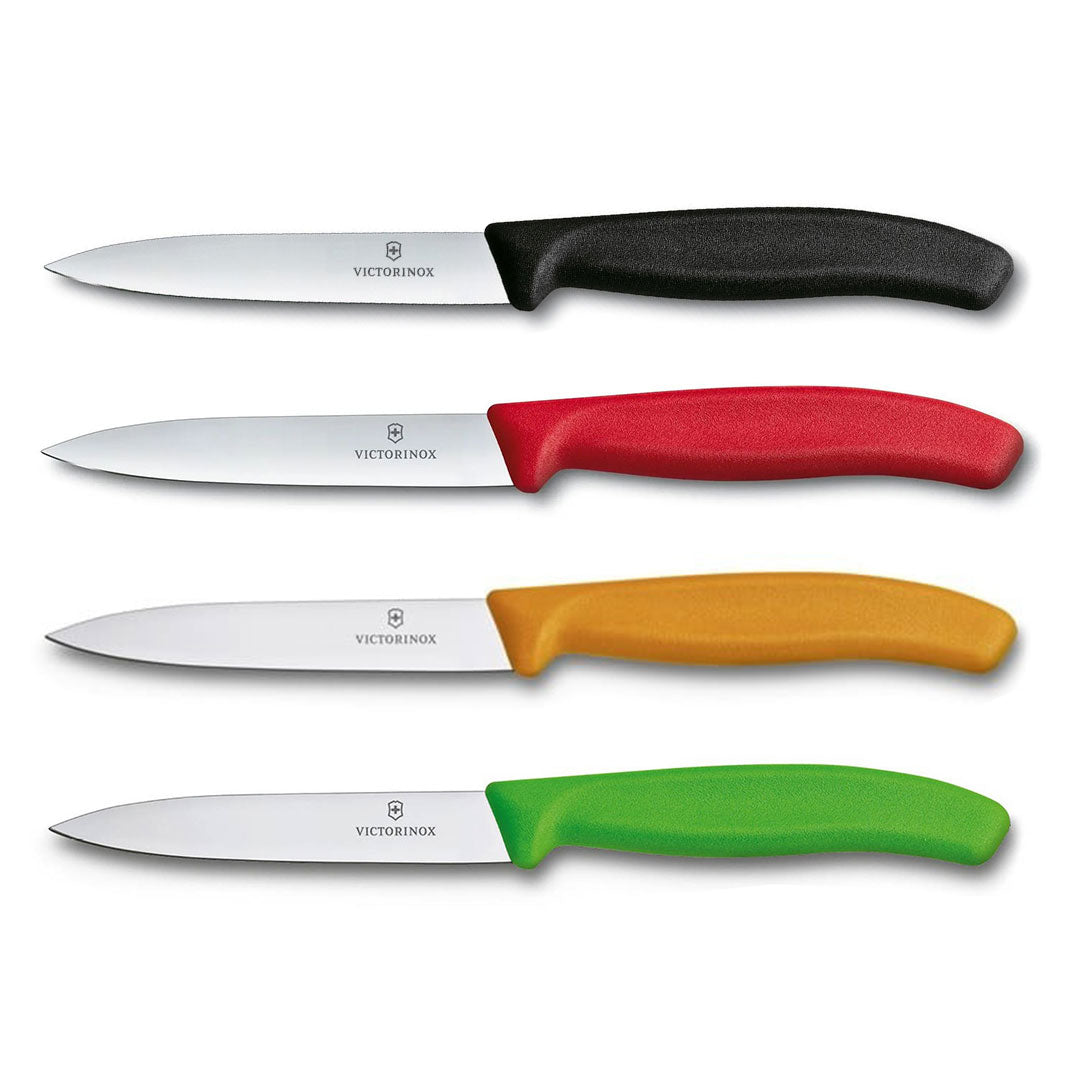 Victorinox Schilmes 8 cm RVS glad set van 4 verschillende kleuren (zwart, rood, oranje, groen)