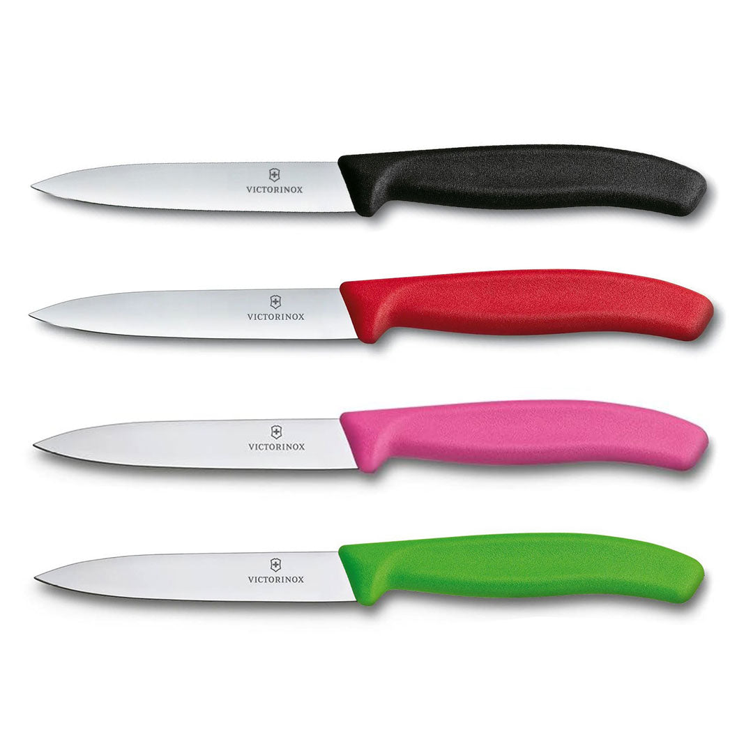 Victorinox Schilmes 8 cm RVS glad set van 4 verschillende kleuren (zwart, rood, roze, groen)