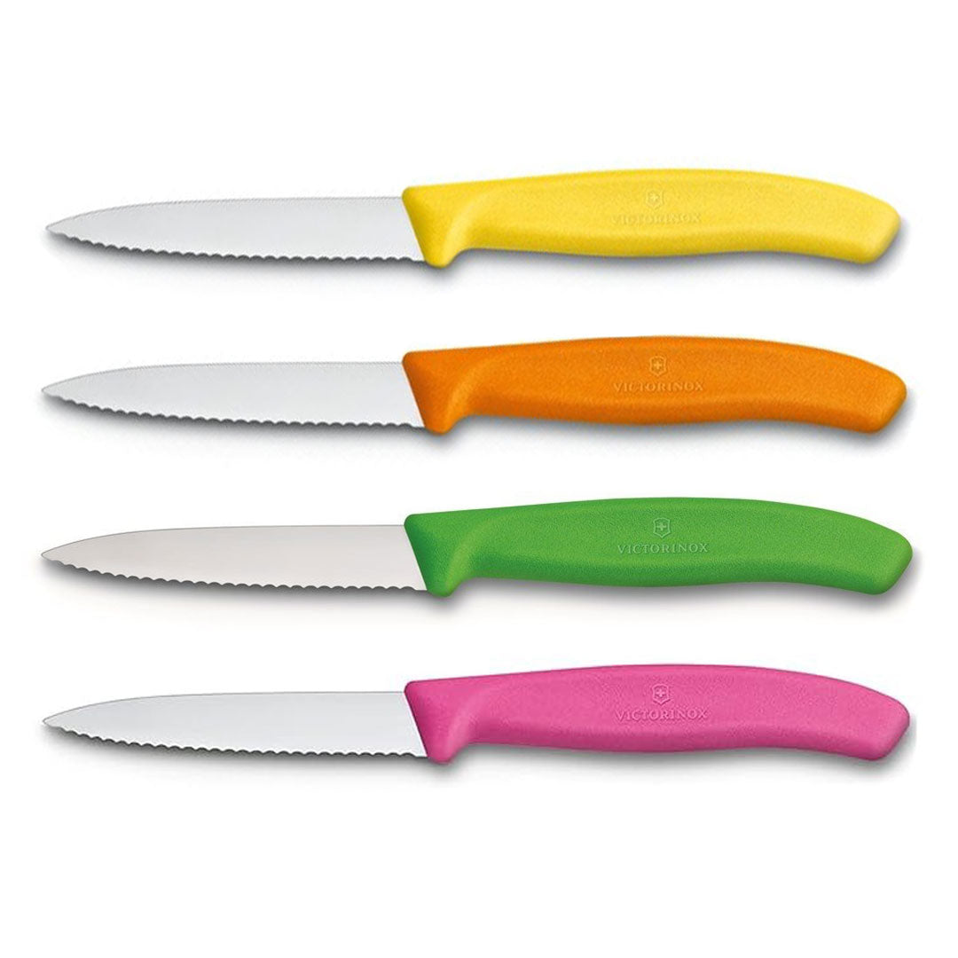 Victorinox Schilmes 8 cm RVS kartel set van 4 verschillende kleuren (geel, oranje, groen, roze)