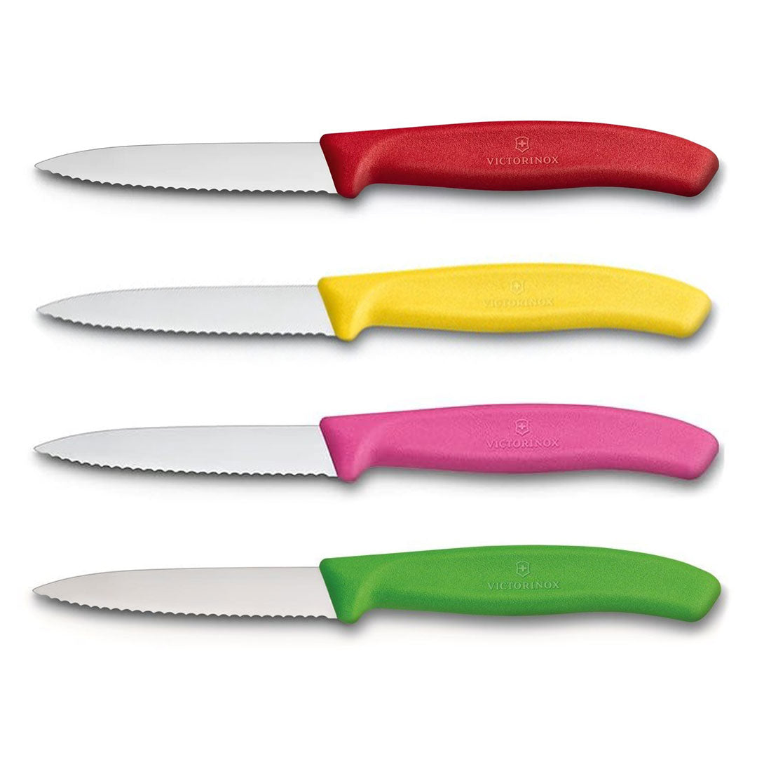 Victorinox Schilmes 8 cm RVS kartel set van 4 verschillende kleuren (rood, geel, roze, groen)