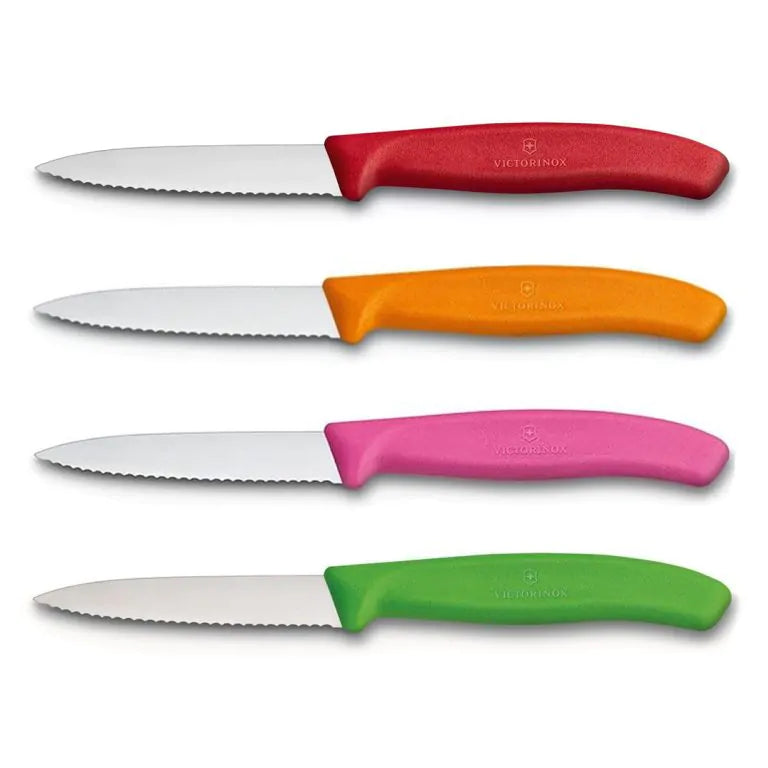Victorinox Schilmes 8 cm RVS kartel set van 4 verschillende kleuren (rood, oranje, roze, groen)