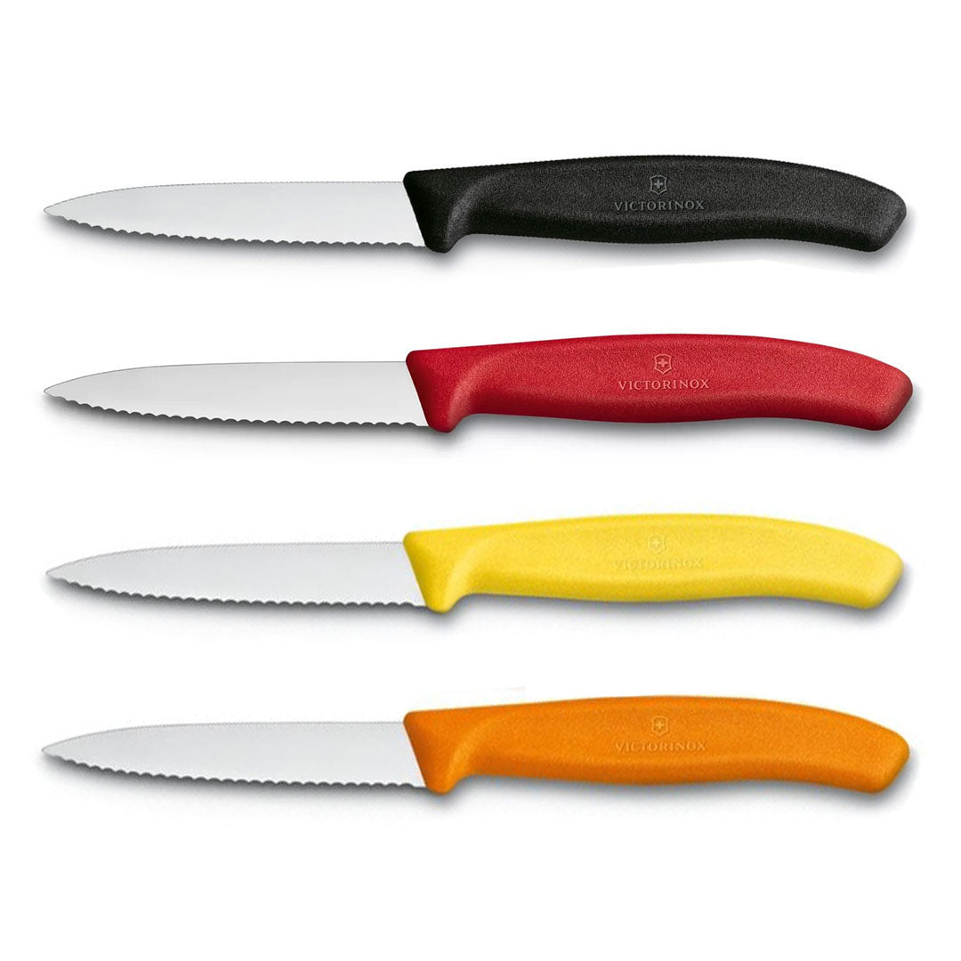 Victorinox Schilmes 8 cm RVS kartel set van 4 verschillende kleuren (zwart, rood, geel, oranje)