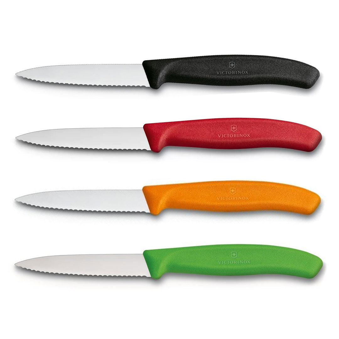 Victorinox Schilmes 8 cm RVS kartel set van 4 verschillende kleuren (zwart, rood, oranje, groen)