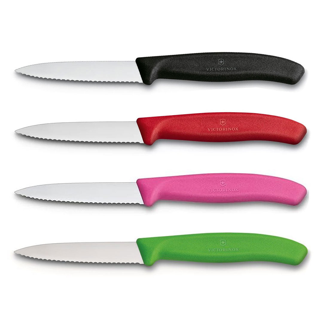 Victorinox Schilmes 8 cm RVS kartel set van 4 verschillende kleuren (zwart, rood, roze, groen)