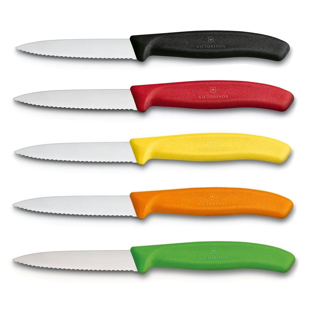 Victorinox Schilmes 8 cm RVS kartel set van 5 verschillende kleuren (zwart, rood, geel, oranje, groen)