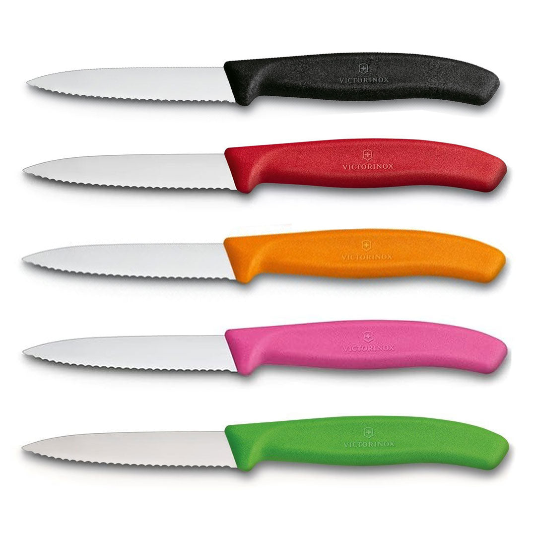 Victorinox Schilmes 8 cm RVS kartel set van 5 verschillende kleuren (zwart, rood, oranje, roze, groen)