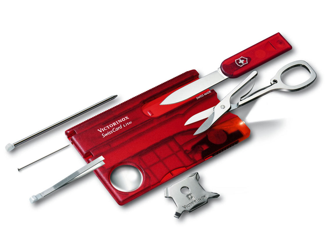 Victorinox Swisscard Lite Red Transparant Zakmes 13 functies