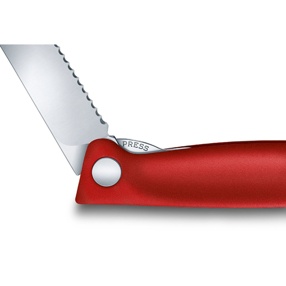 victorinox inklapbaar schilmes gekarteld 11 cm rood kunststof rvs lemmet detail