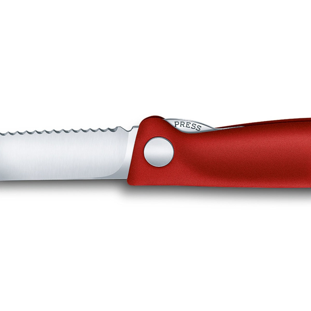 victorinox uitgeklapt schilmes gekarteld 11 cm rood kunststof rvs lemmet detail