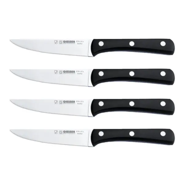 set van 4 giesser steakmessen zwart met kartels