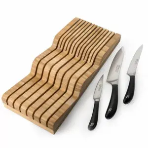 Robert Welch Signature ladeblok met groente-, keuken-, en koksmes