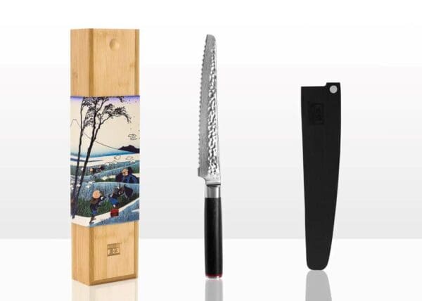 kotai pakka damascus broodmes 20 cm pakkahout met mesbeschermer en doos
