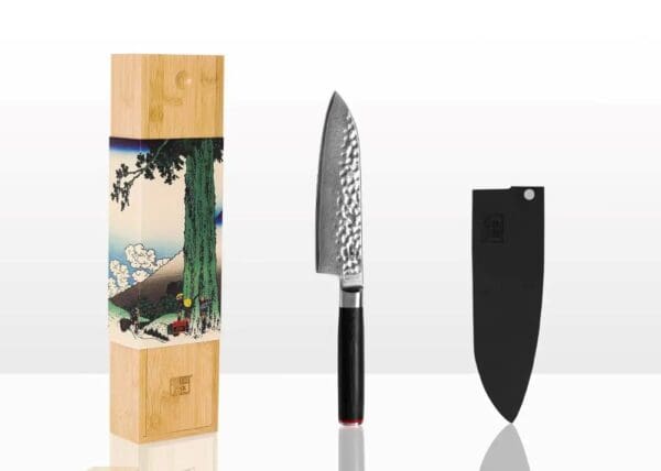 kotai pakka damascus santoku 18 cm pakkahout met mesbeschermer en doos
