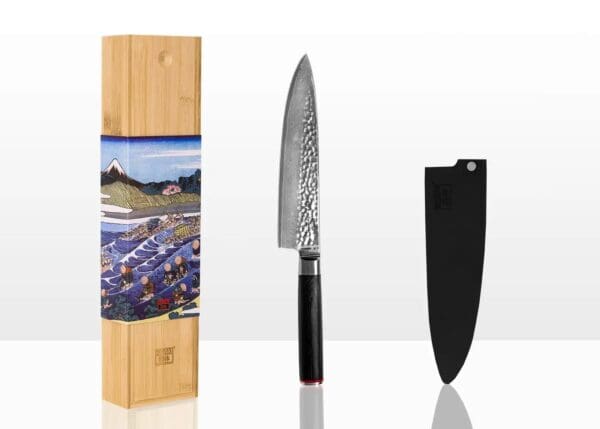 kotai pakka damascus koksmes gyuto 20 cm pakkahout met mesbeschermer en doos