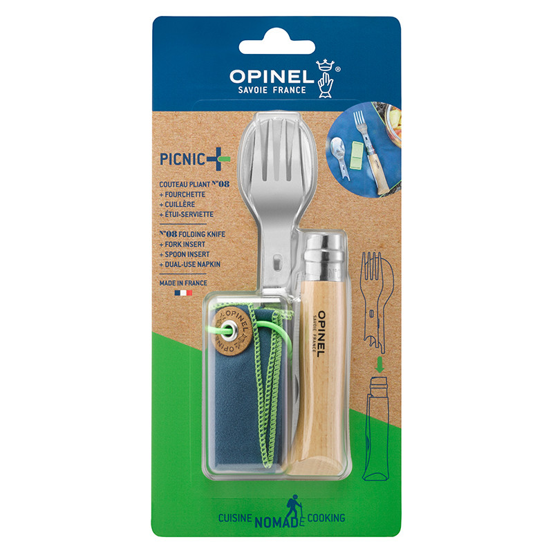 Opinel Picnic Plus outdoor bestekset 4-delig blister