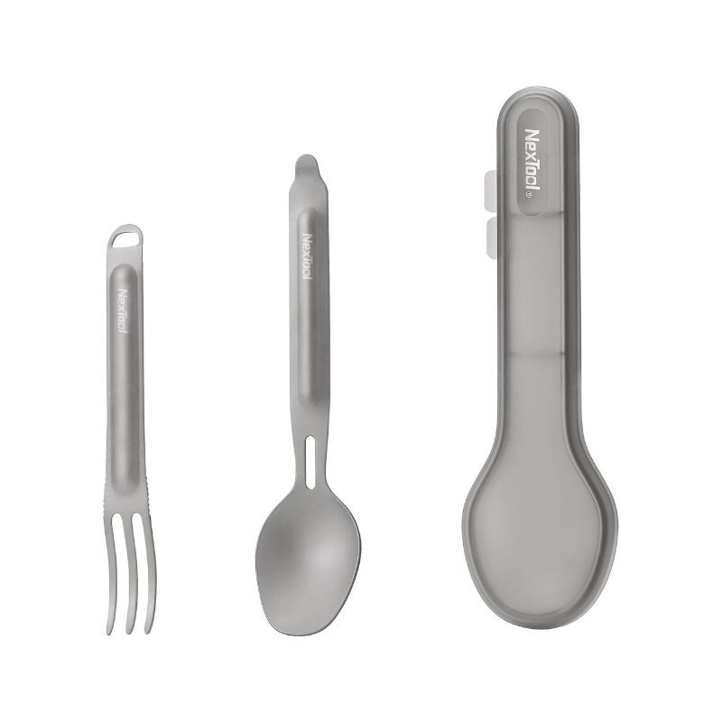 NexTool bestekset vork en lepel titanium 2-delig