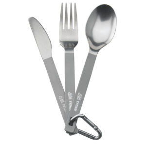 Esbit titanium campingbestek mes vork lepel met karabijnhaak