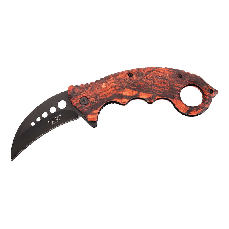 Herbertz karambit zakmes Rood Camo 20 cm