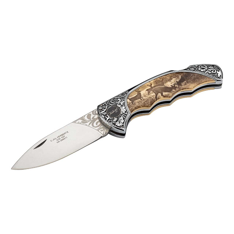 Herbertz zakmes hert motief RVS kunststof 19 cm
