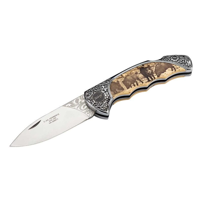 Herbertz zakmes wildzwijn motief RVS kunststof 19 cm